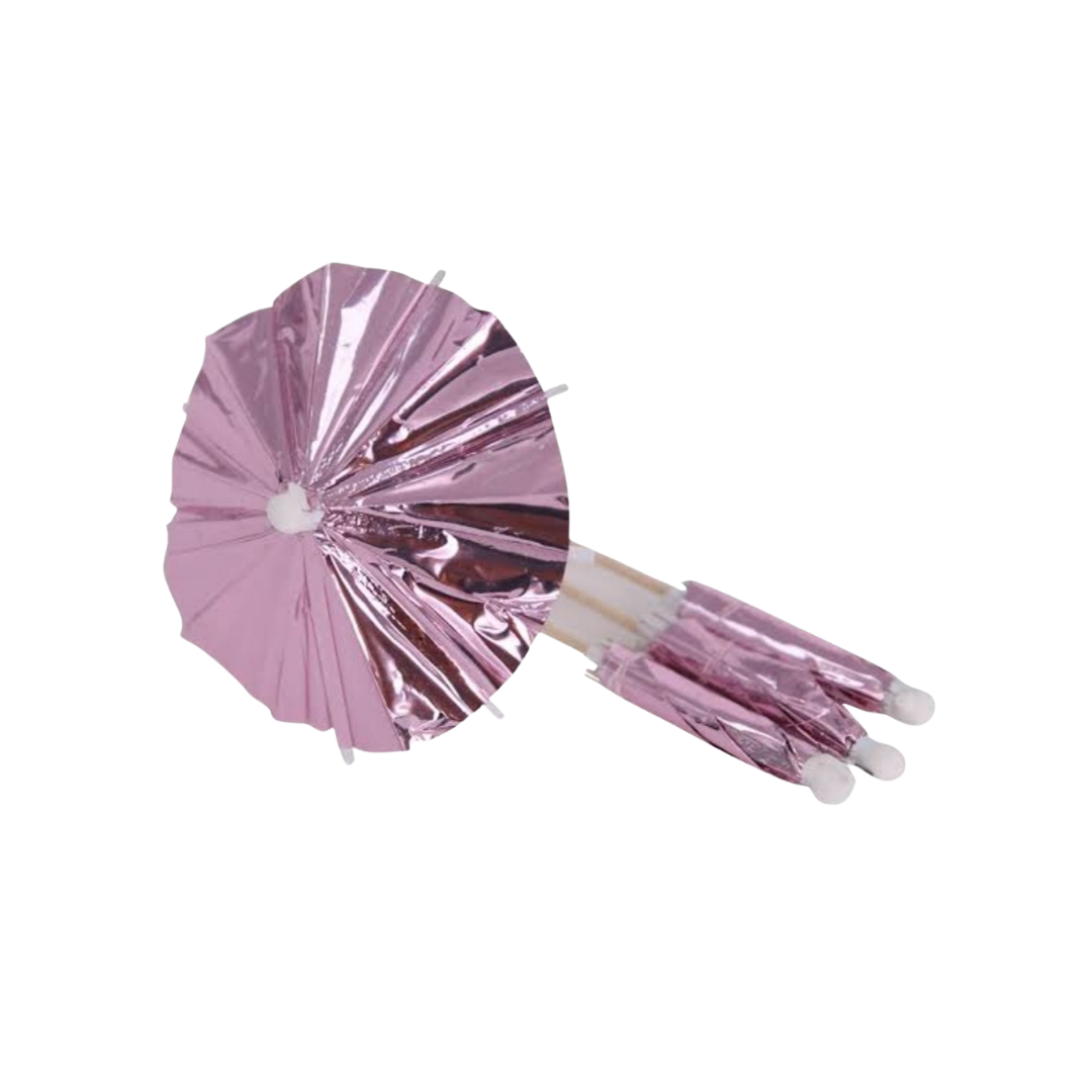 Pink Foil Cocktail Umbrellas