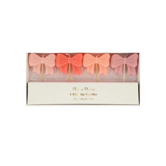 Pink Bow Shaped Birthday Candles (x 6)