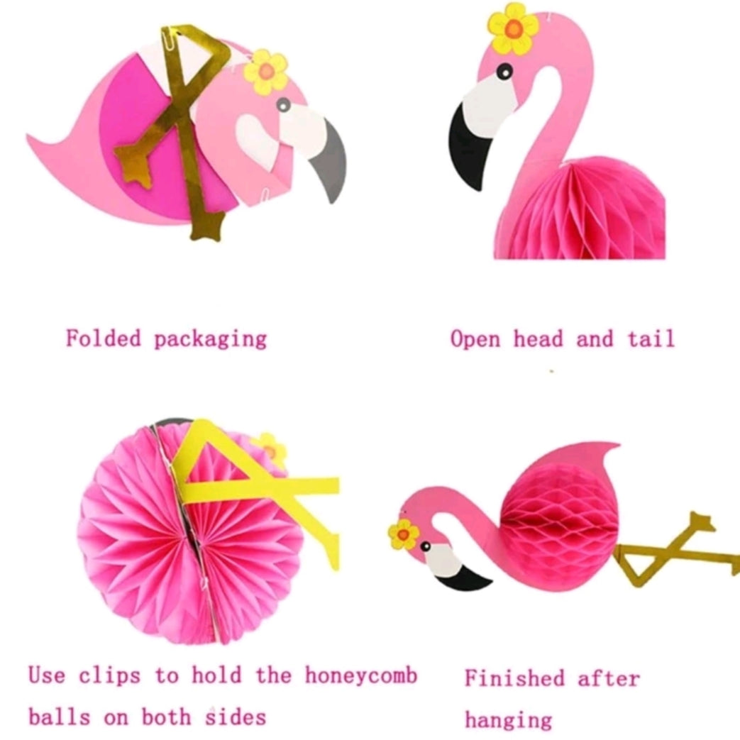 3D Flamingo Honeycomb Decoration