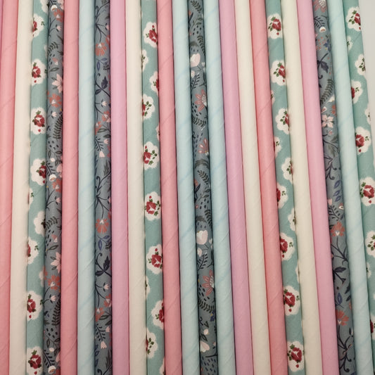 Pop of Colour - Blue Floral Paper Straws