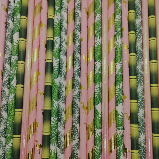 Pop of Colour - Tropical Gold Flamingo Paper Straws