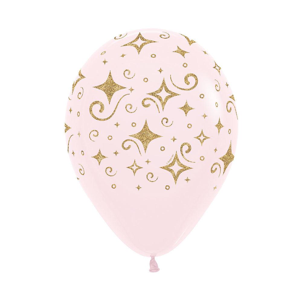 All over Golden Diamonds on Matte Pink Balloons