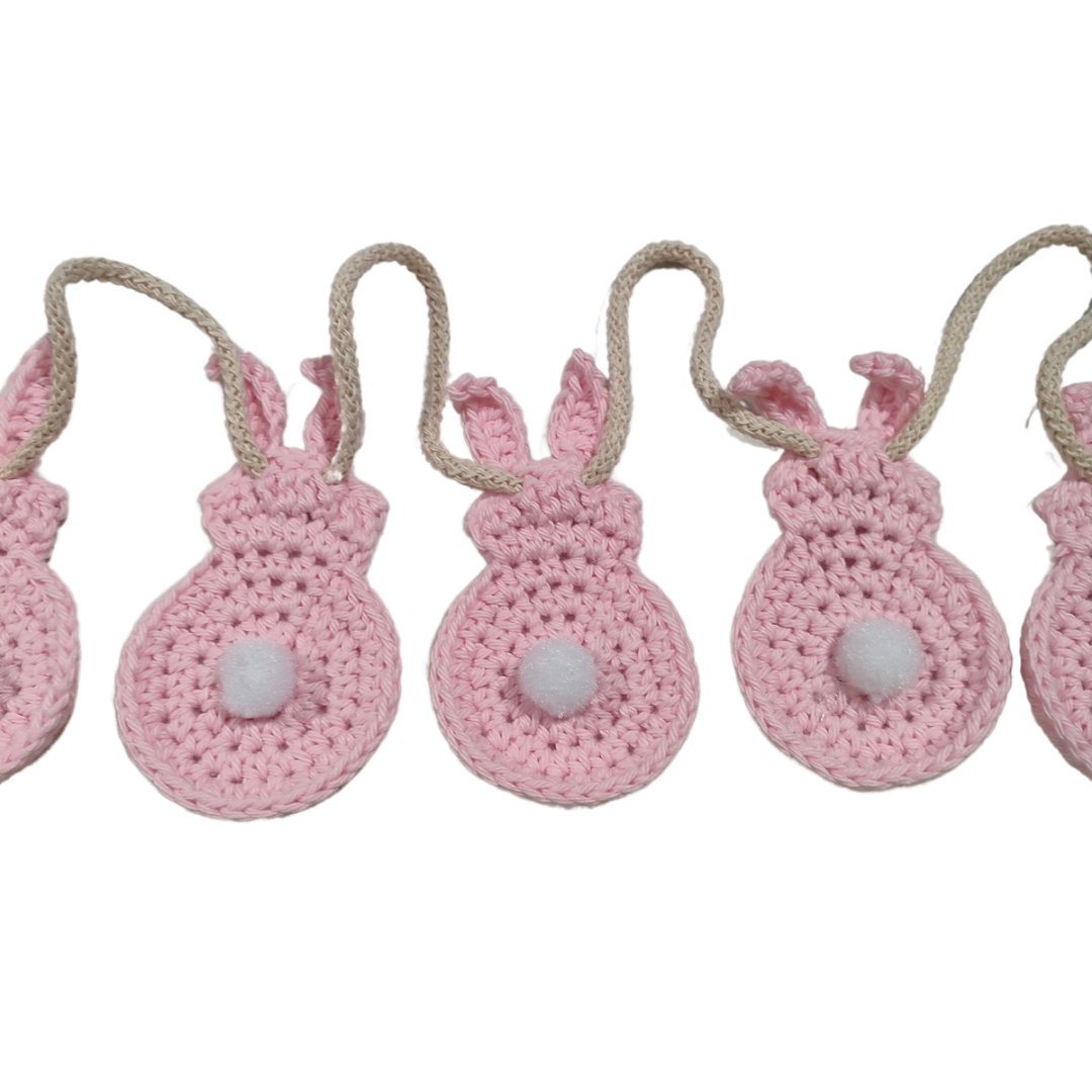 Pink Crocheted Bunny Garland