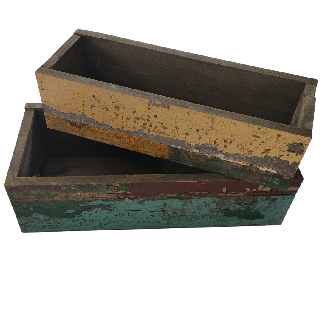 Set of 2 Rustic Wooden Boxes