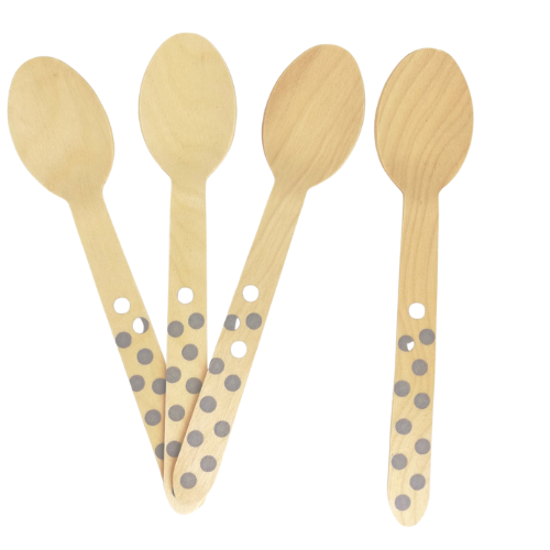 Wooden Cutlery - Grey Dotted Spoons