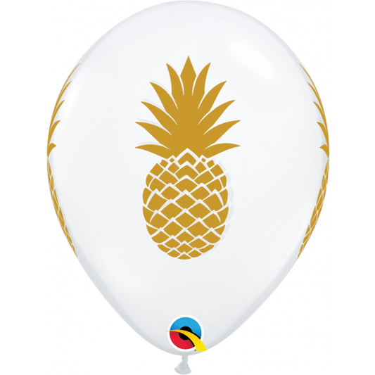 Gold Pineapple on Clear Latex Balloons (3)