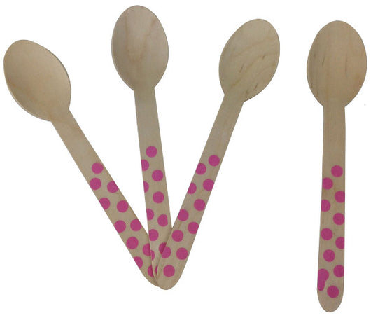Wooden Cutlery - Baby Pink Dotted Spoons - Must Love Party