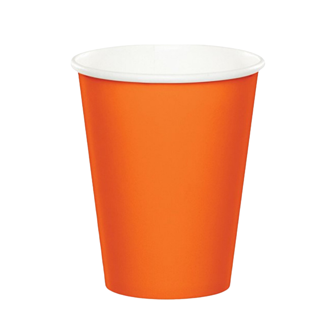 Plain Sunkissed Orange Paper Cups (8)