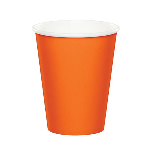 Plain Sunkissed Orange Paper Cups (8)