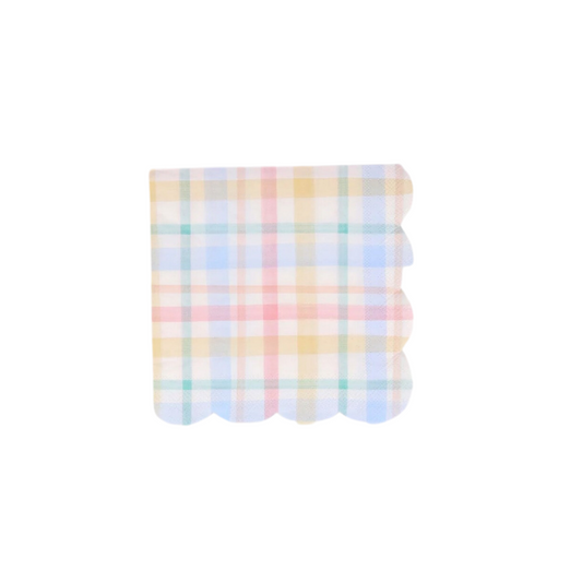 Plaid Pattern Small Napkins (x 16)
