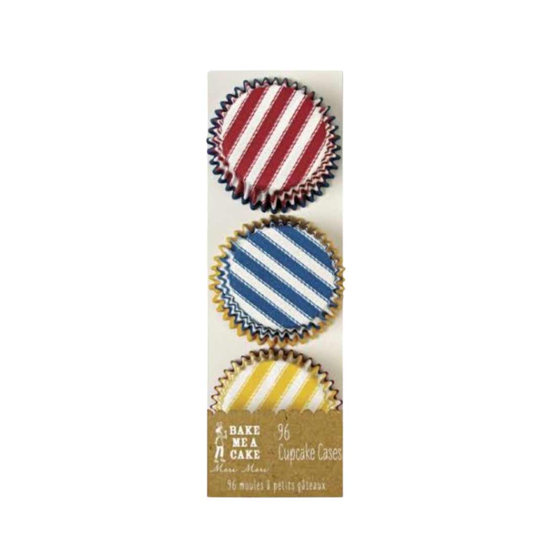 Striped, Red, Blue and Yellow Mini Cupcake Liners