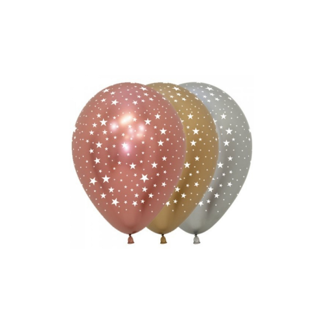 Mini Assorted All over Star Chrome Balloons (3)