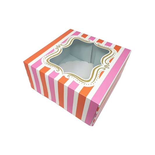 Pink & Red Striped Cake Boxes with Cake Boards (2)