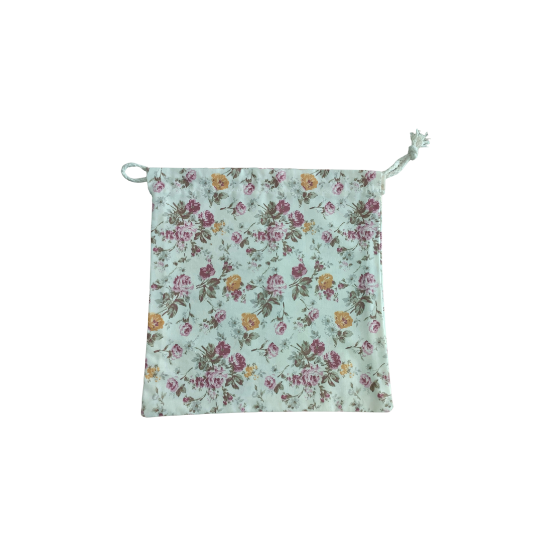 Fabric Drawstring Bag -  Rose Floral