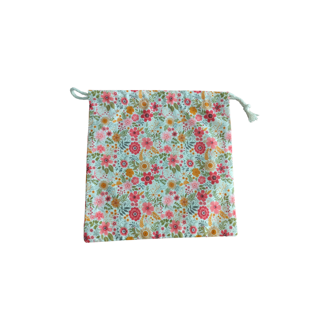 Fabric Drawstring Bag -  Boho Floral