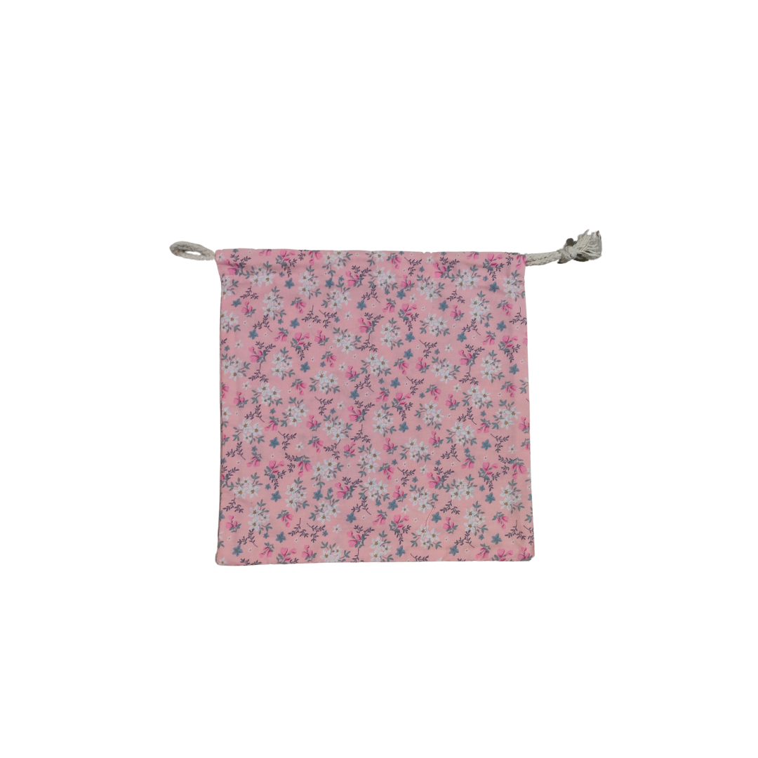 Fabric Drawstring Bag - Pink Floral