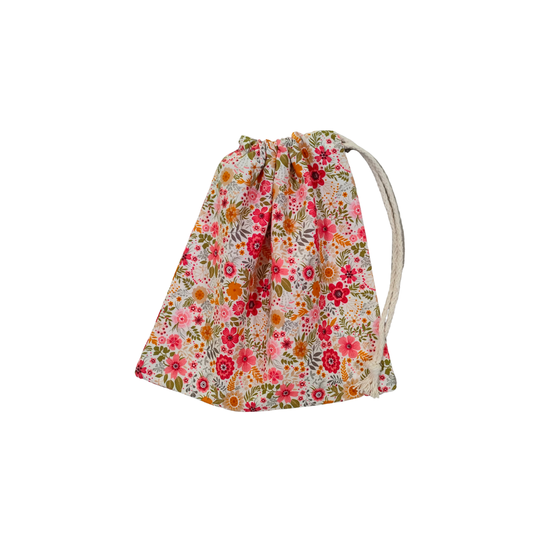 Fabric Drawstring Bag -  Boho Floral