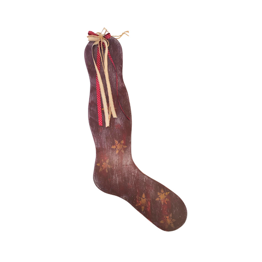 Large Wooden Christmas Stocking - Merlot Star Bright