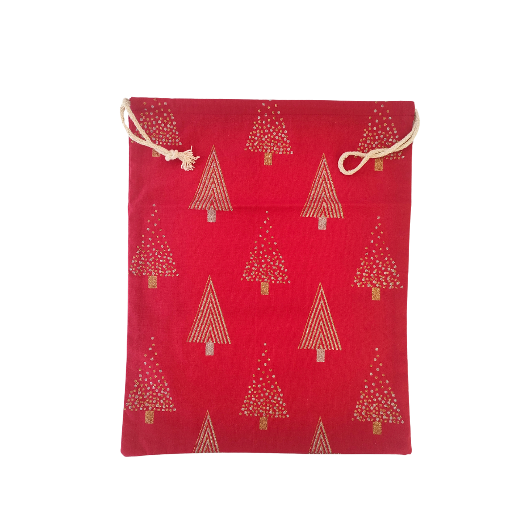 Christmas Tree Fabric Drawstring Bag