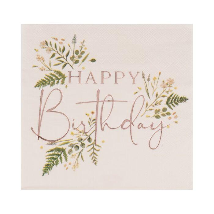Blush Happy Birthday Floral Napkins Must Love Party