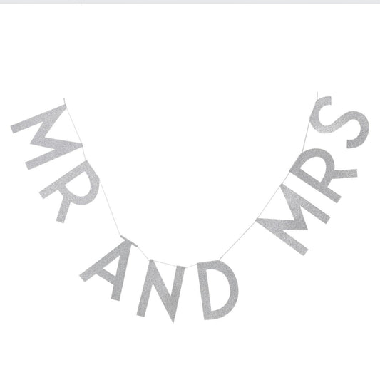 Silver Glitter Mr and Mrs Bunting