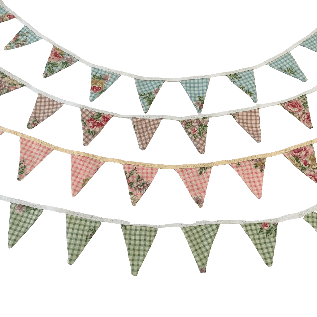 Mini Checked Floral Bunting Must Love Party