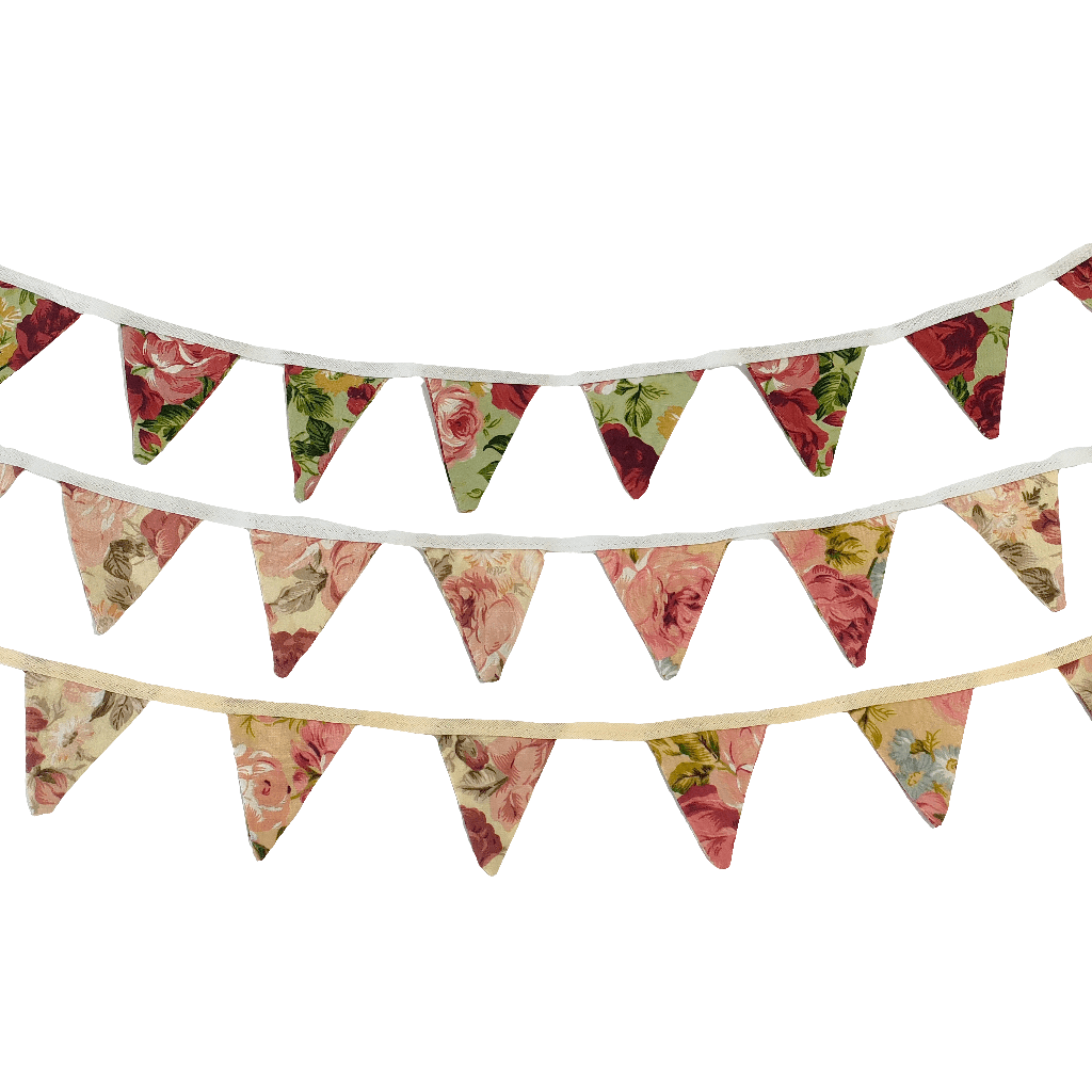 Mini Floral Fabric Bunting Must Love Party