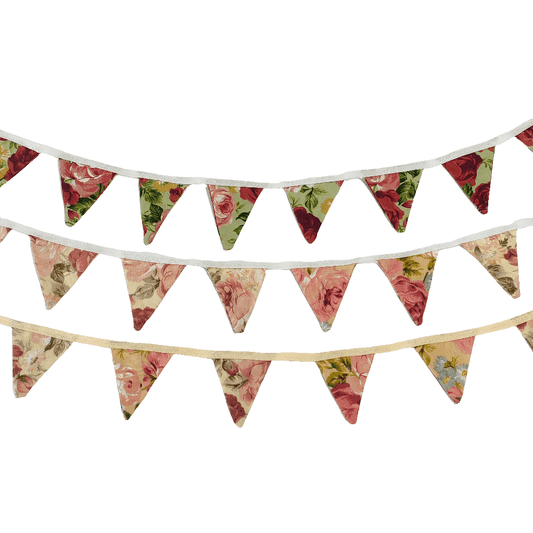 Mini Floral Fabric Bunting Must Love Party