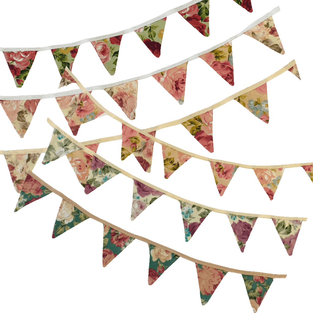 Mini Floral Fabric Bunting Must Love Party