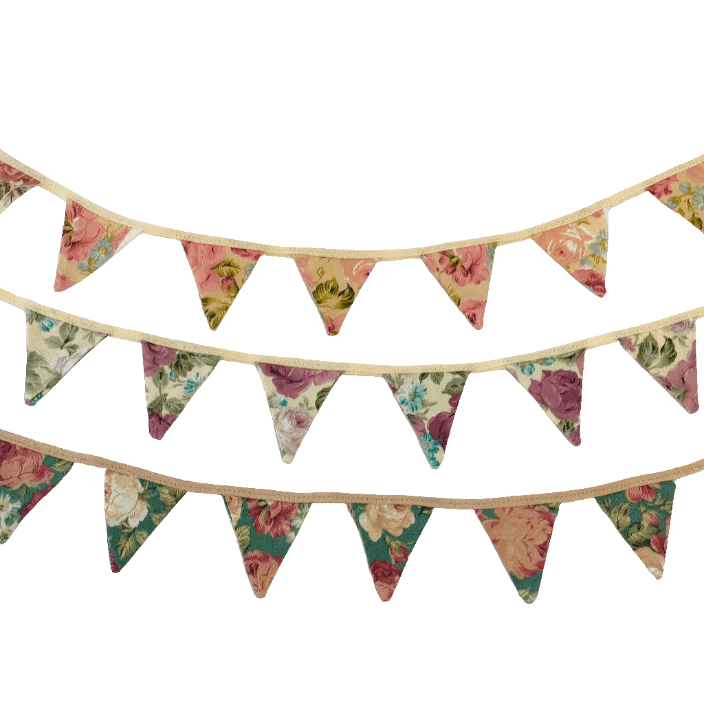 Mini Rose Fabric Bunting Must Love Party