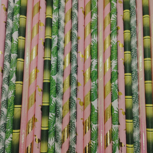 Tropical Gold Flamingo Straws Must Love Party 