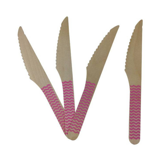 Baby Pink Wooden Knives - Chevron