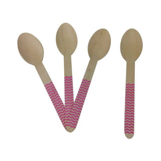 Baby Pink Wooden Spoons - Chevron