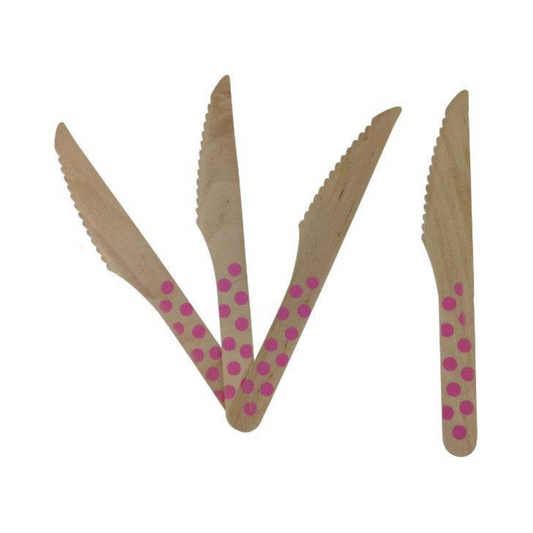 Baby Pink Wooden Knives - Dotted