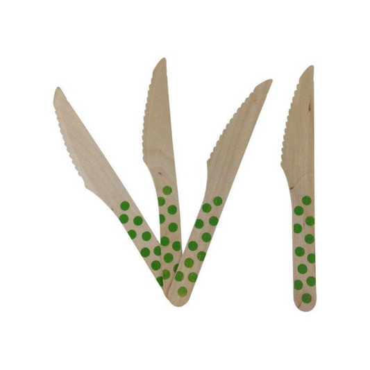 Lime Green Wooden Knives - Dotted