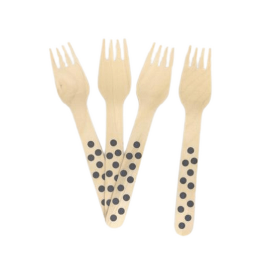 Black Wooden Forks - Dotted