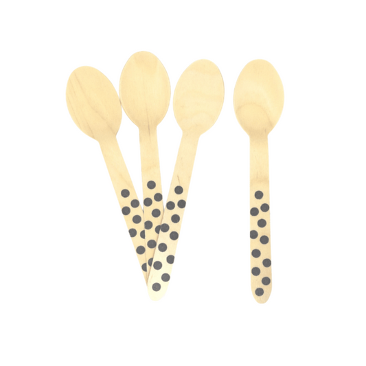 Black Wooden Spoons - Dotted