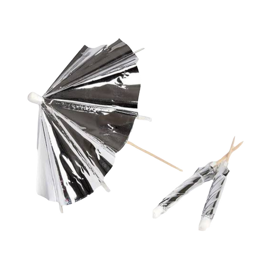 Silver Foil Cocktail Umbrellas