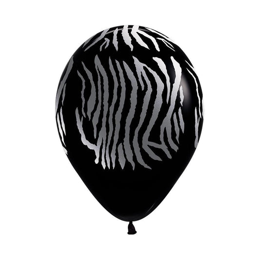 Black and Silver Zebra Print Latex Balloons