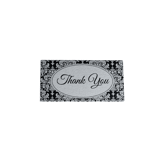 Black Damask Thank You Tags