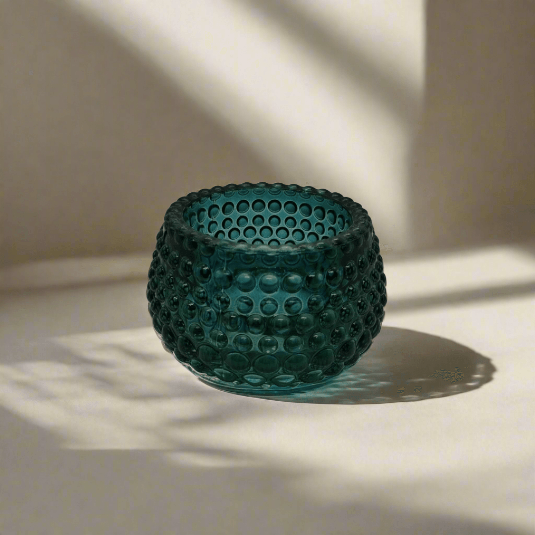 Blue Green Glass Bubble Votive