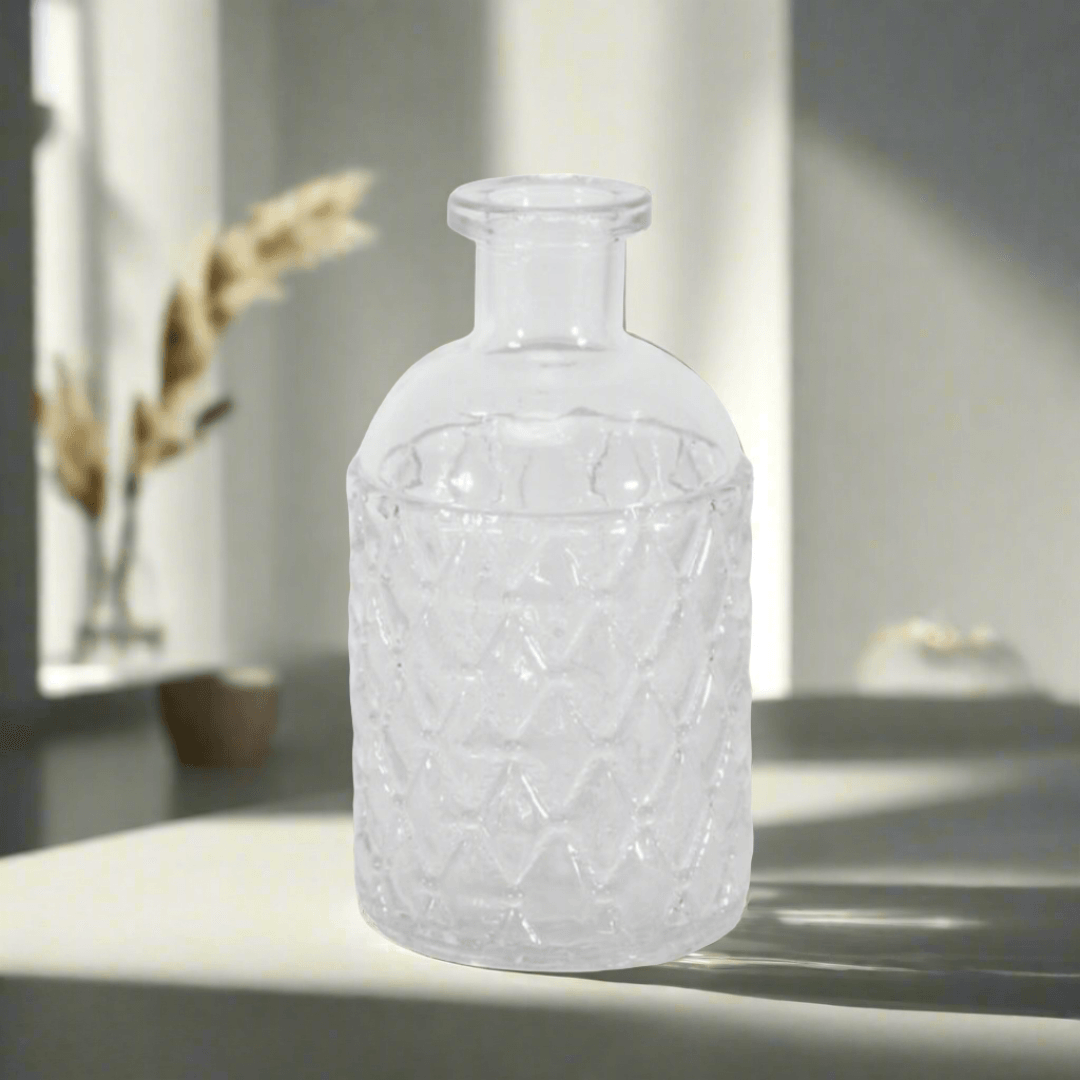 Clear Romagna textured Glass Bottle