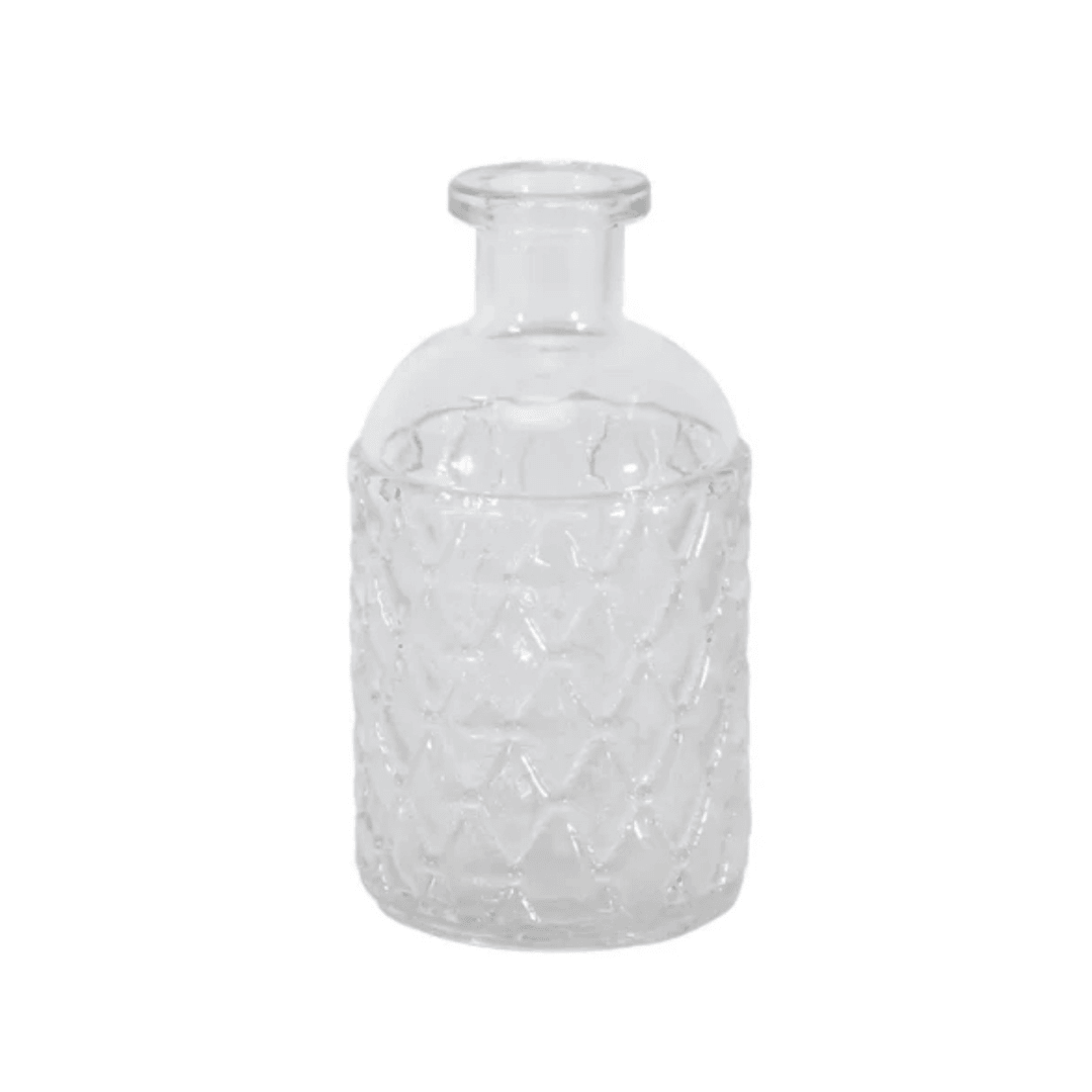 Clear Romagna textured Glass Bottle