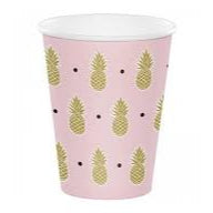 Gold Pineapple on Pink Cups