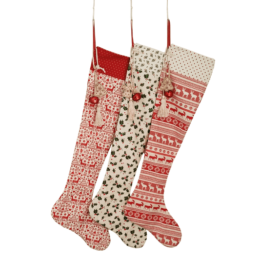 Extra Long Christmas Fabric Stockings