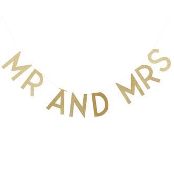 Gold Glitter Mr and Mrs Bunting - Must Love Party