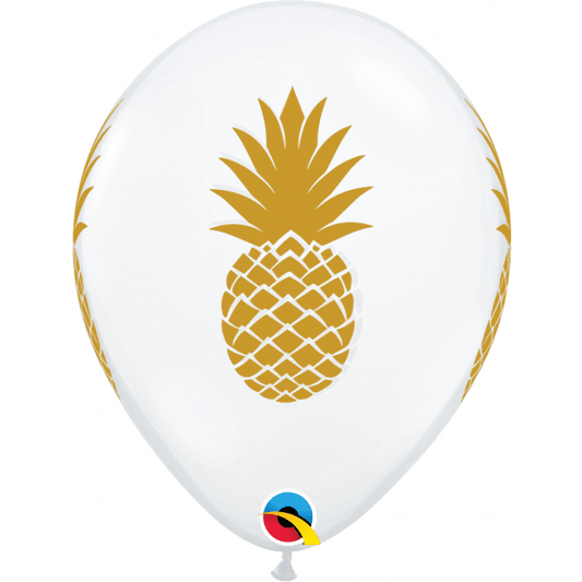 Gold Pineapple on Crystal Clear Balloons