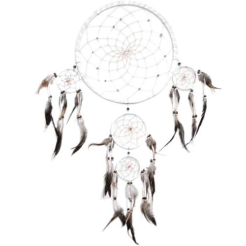 Large Dream Catcher White with Stone Beads and Feathers - Must Love Party