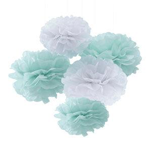 Mint & White Pom Poms - Must Love Party