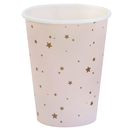 Pink and Gold Star Paper Party Cups